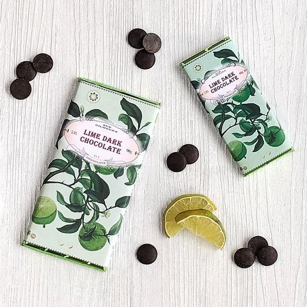 Lime dark chocolate bar 90g - Botanical range